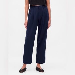 NWT GAP Navy Wide Leg Pleated Trousers High Rise Office Work Pants Size 8